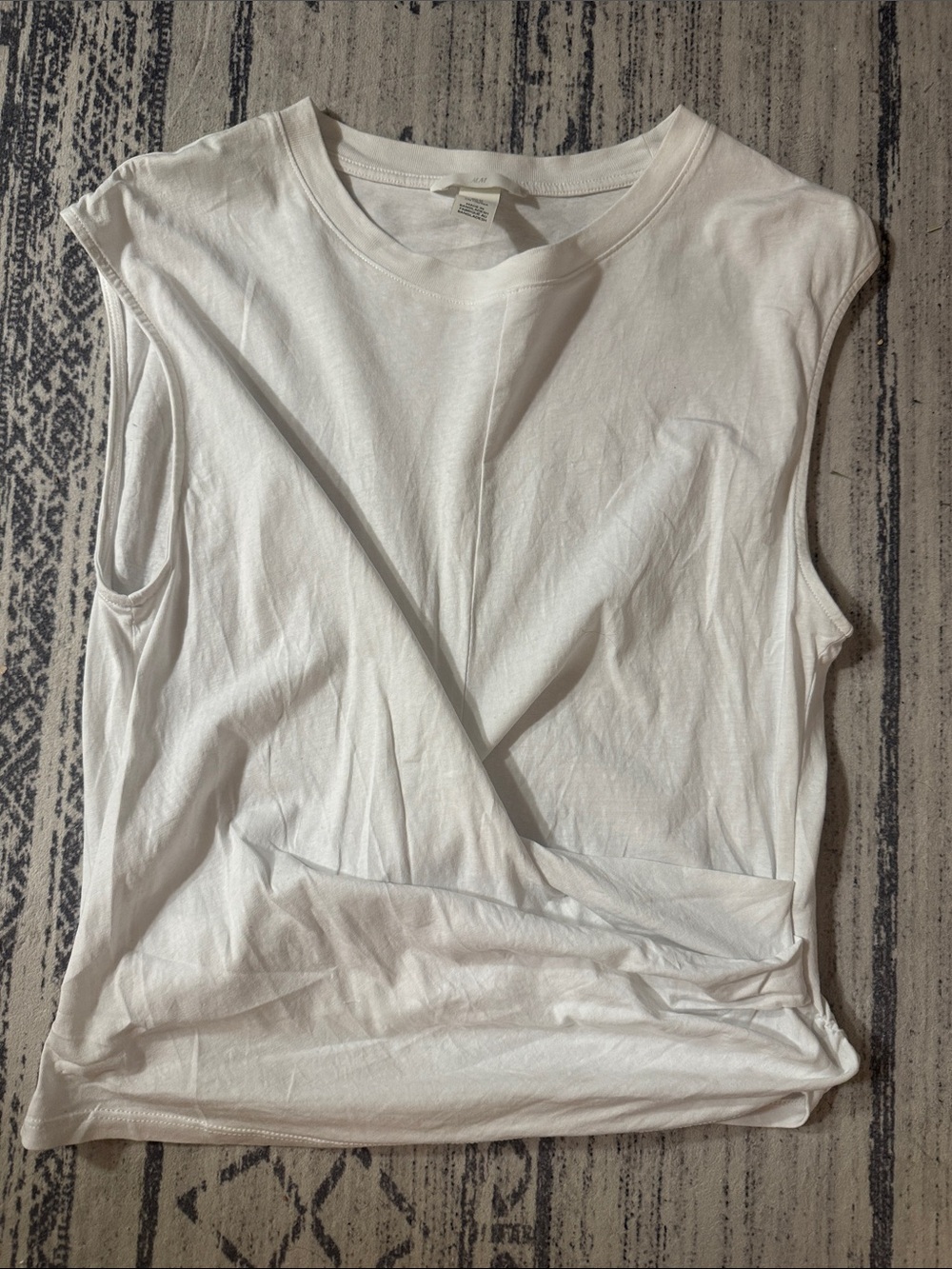 H&M White Sleeveless Twist-Front Tee